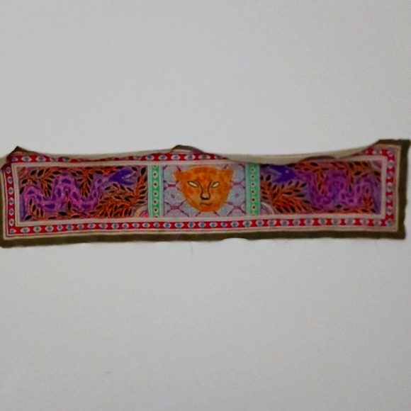 Wall Decor | Peruvian Hand Embroidered Rug Snake And Puma Amazon Jungle ...